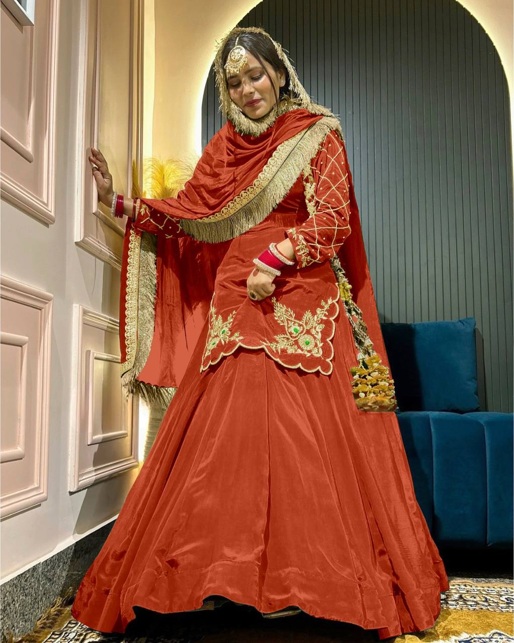 Deep Maroon Heritage Flared Silhouette